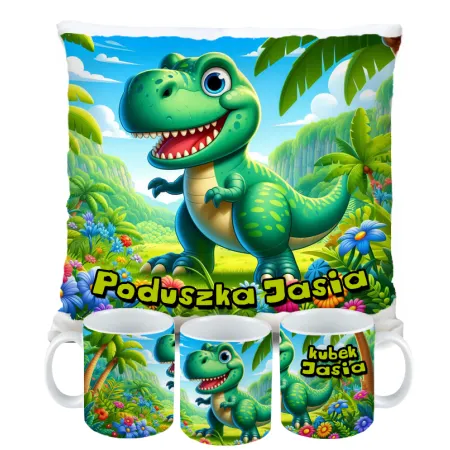 Kubek Poduszka Dinozaur Dinozaury T-rex Tyrannosaurus Triceratops